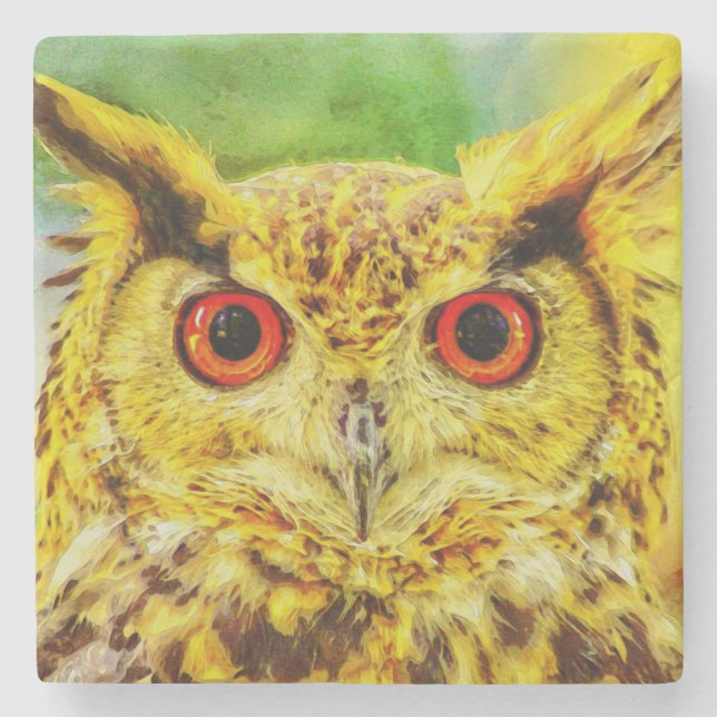 Porta-copo De Pedra Owl Art (Frente)