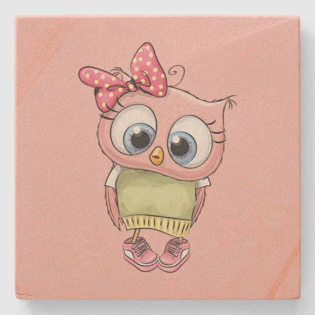 Porta-copo De Pedra Owl Stone Coaster (Frente)