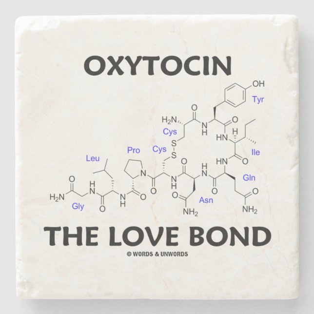 Porta-copo De Pedra Oxytocin a estrutura bioquímica da ligação do amor (Frente)