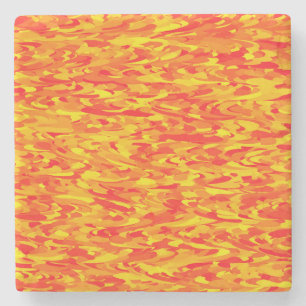 Porta-copo De Pedra Padrão Abstrato Laranja Vermelho Amarelo
