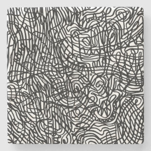 Porta-copo De Pedra Padrão abstrato preto e branco