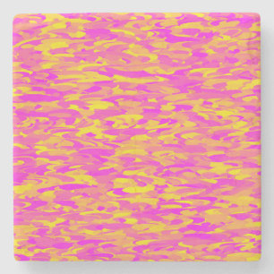 Porta-copo De Pedra Padrão Abstrato Rosa Amarelo Laranja