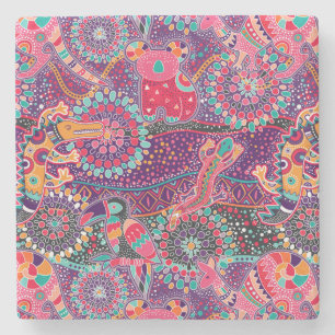 Porta-copo De Pedra Padrão Animal do Estilo Étnico