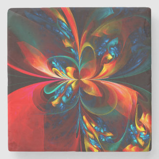 Porta-copo De Pedra Padrão Azul Laranja-Abstrato Floral Moderno #14
