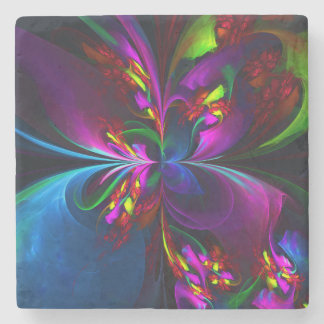 Porta-copo De Pedra Padrão Azul Vermelho Abstrato Floral Moderno #15