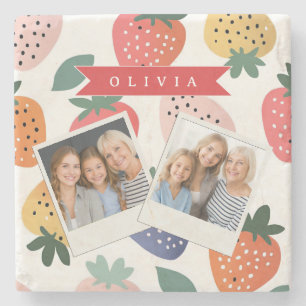Porta-copo De Pedra Padrão Colorido de Morango de Verão Personalizado
