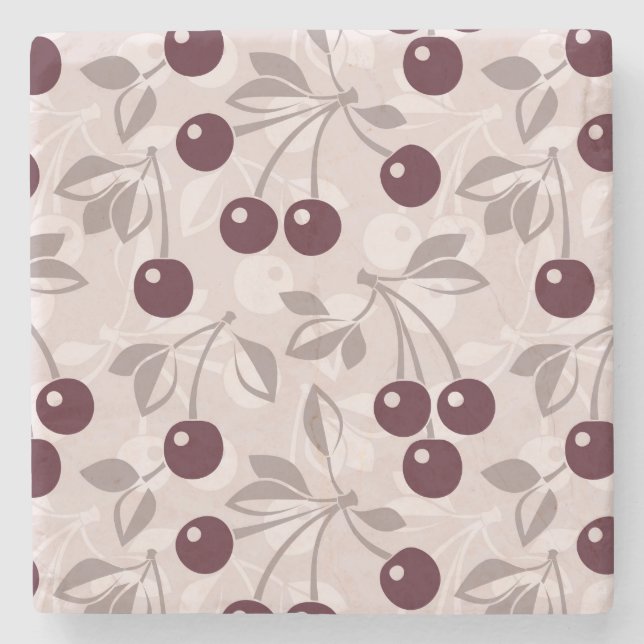 Porta-copo De Pedra Padrão com Cherries 2 (Frente)