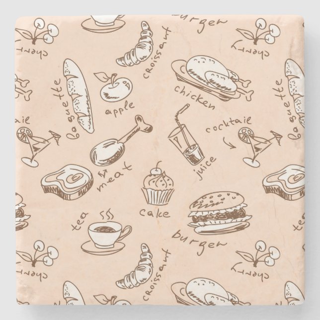 Porta-copo De Pedra Padrão com Comida (Frente)