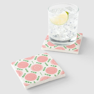 Porta-copo De Pedra padrão com flores rosa