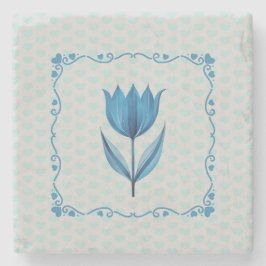 Porta-copo De Pedra Padrão com um Tulipa Azul