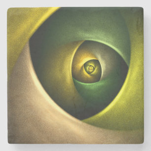Porta-copo De Pedra Padrão de Abstrato de Arte Floral Moderna Verde #2