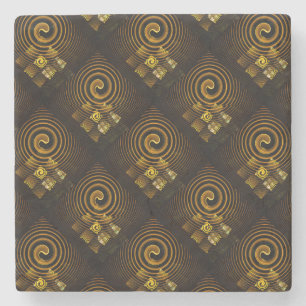 Porta-copo De Pedra Padrão de Arte Abstrata Boho Moderno Elegante Dour