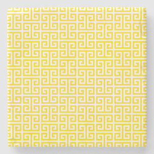 Porta-copo De Pedra Padrão de Chave Grega Amarelo Dourado