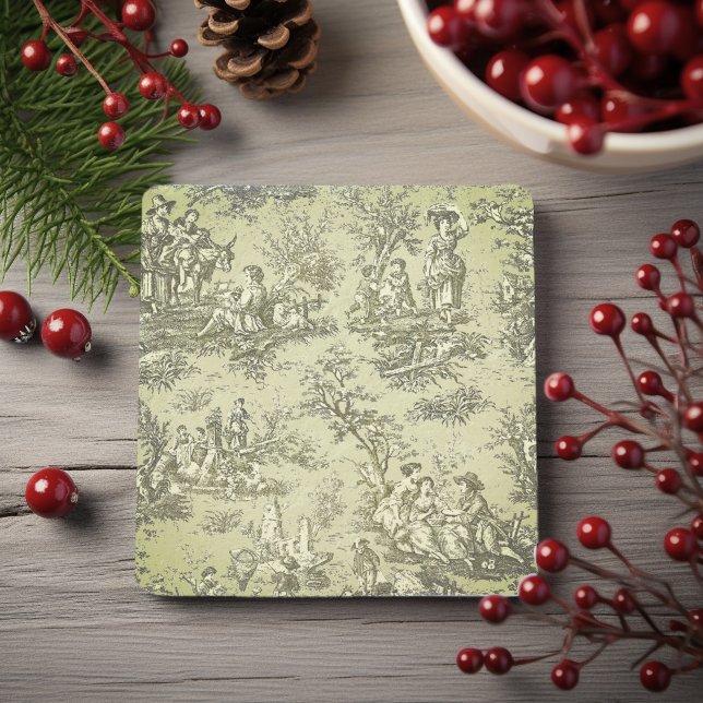 Porta-copo De Pedra Padrão de cinza verde da vinheta de jouy (Criador carregado)