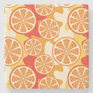 Porta-copo De Pedra Padrão de Citrus Laranja Retroativos