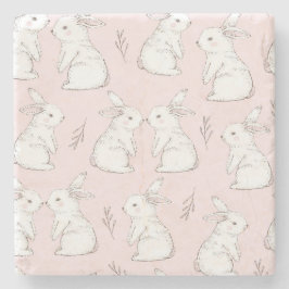 Porta-copo De Pedra Padrão de coelho rosa-claro