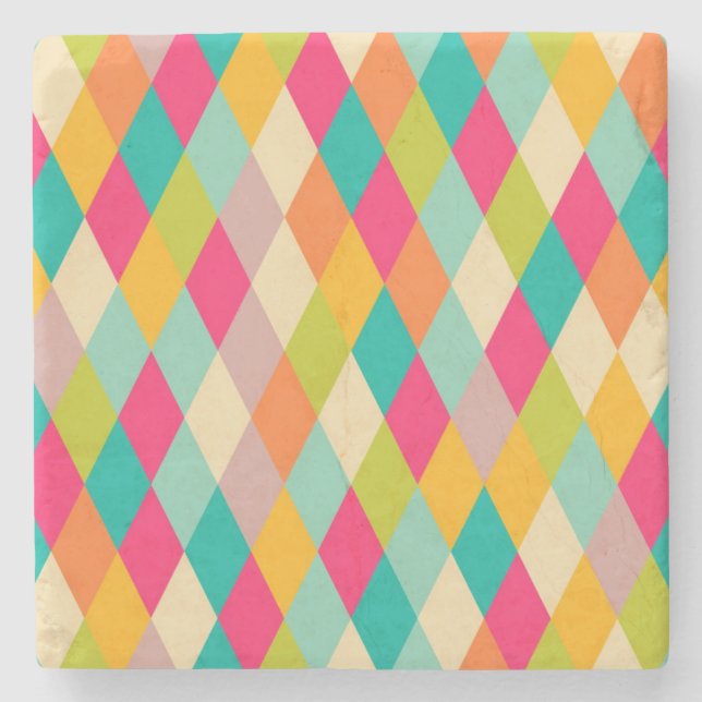 Porta-copo De Pedra Padrão de colheita do Harlequin (Frente)