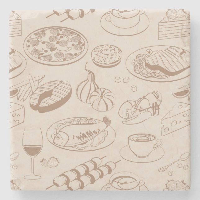 Porta-copo De Pedra Padrão de Comida 3 (Frente)