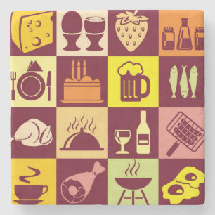 Porta-copo De Pedra Padrão de Comida 3