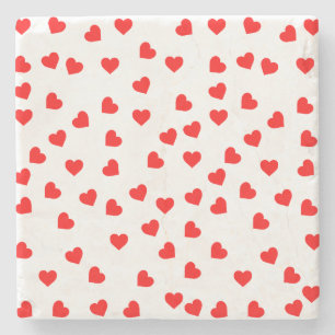 Porta-copo De Pedra Padrão de Coração Vermelho do Dia dos Namorados