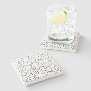 Porta-copo De Pedra Padrão de Curva Pintado à Mão Branca