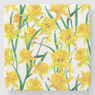 Porta-copo De Pedra Padrão de Daffodil Amarelo