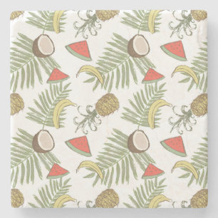 Porta-copo De Pedra Padrão de desenho da Fruta tropical