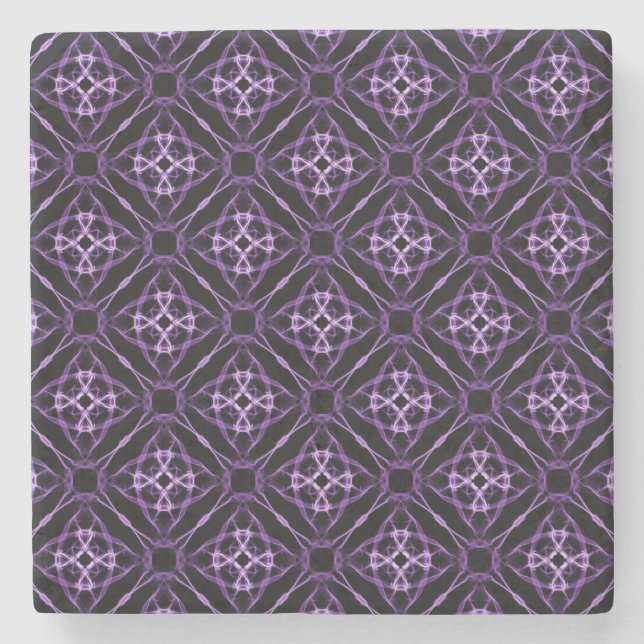 Porta-copo De Pedra Padrão de Diamante Geométrico Roxo (Frente)