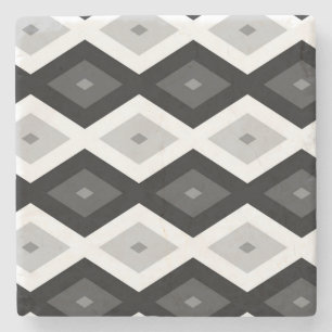 Porta-copo De Pedra Padrão de diamante preto, branco e cinza