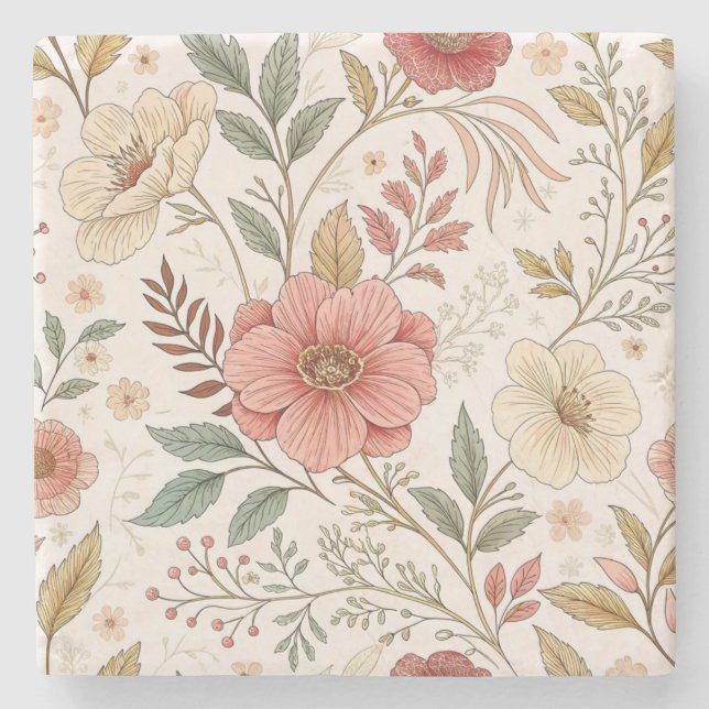 Porta-copo De Pedra Padrão de Flor (Frente)