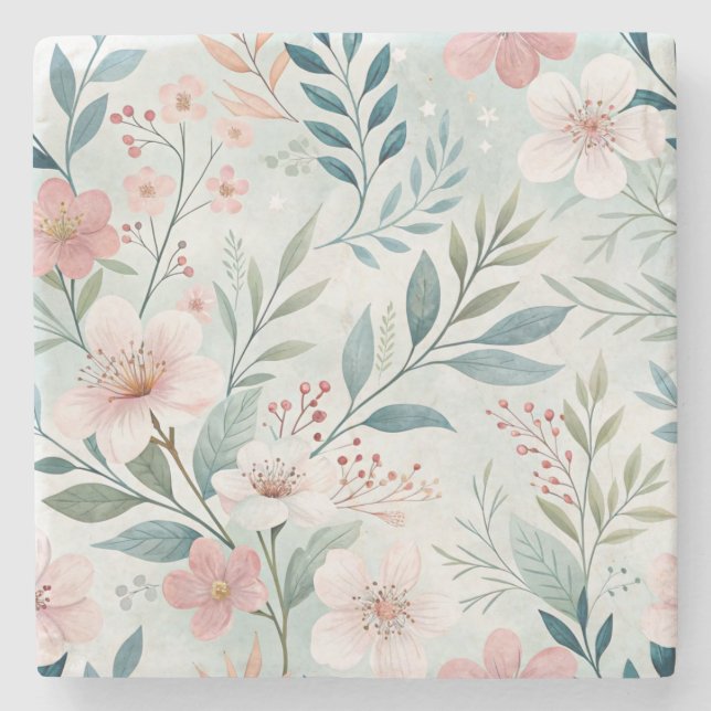 Porta-copo De Pedra Padrão de Flor (Frente)