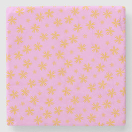 Porta-copo De Pedra Padrão de Flor de Hippie Cor-de-Rosa-Cor-de-Pré-Pi