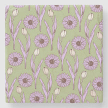 Padrão de Flor de Hippie Funky Y2K Retro Roxo Verd