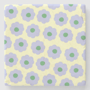 Porta-copo De Pedra Padrão de Flor de Hippie Verde Azul de Pré-Disquet