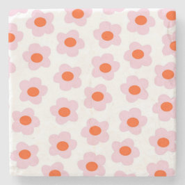 Porta-copo De Pedra Padrão de Flor de Hippie Vermelho Pink