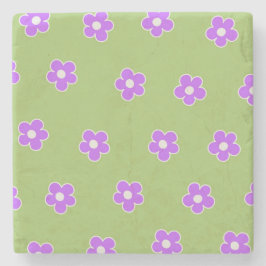 Porta-copo De Pedra Padrão de Flor Y2K Retro Roxo Verde