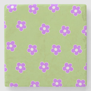 Porta-copo De Pedra Padrão de Flor Y2K Retro Roxo Verde