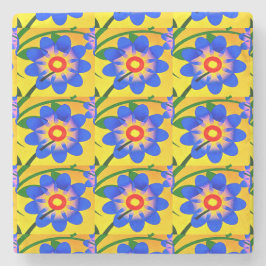 Porta-copo De Pedra Padrão de Flores de Abstrato Bonito