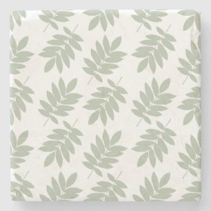 Porta-copo De Pedra Padrão de Folha de Idoso Verde+Branco