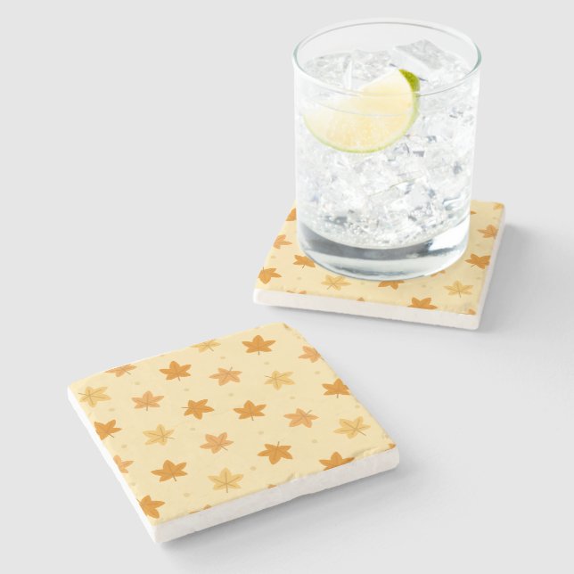 Porta-copo De Pedra Padrão de folhas de outono retrorreflectoras (Lateral)