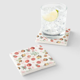 Porta-copo De Pedra Padrão de Fruta do Pomegranato do Mediterrâneo