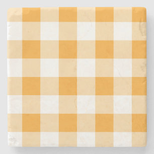 Porta-copo De Pedra Padrão de Gingham Amarelo