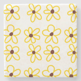Porta-copo De Pedra Padrão de girassol castanho-amarelo ventre floral