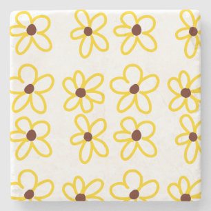 Porta-copo De Pedra Padrão de girassol castanho-amarelo ventre floral