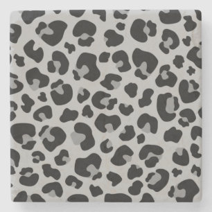 Porta-copo De Pedra Padrão de Impressão da Pele de Leopardo de cinza