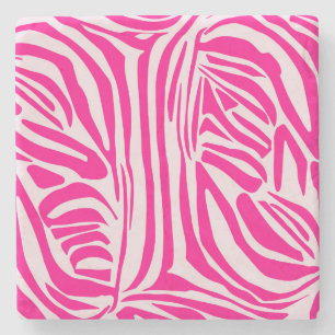 Porta-copo De Pedra Padrão de Impressão de Zebra Rosa