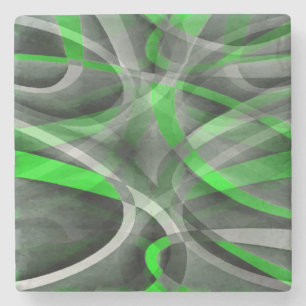 Porta-copo De Pedra Padrão de Linha Curva Retro Neon Verde e Cinza dos