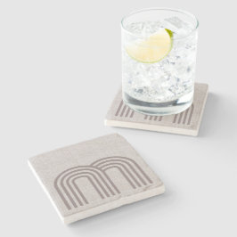 Porta-copo De Pedra Padrão de Linha Neutra Moderna