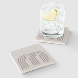 Porta-copo De Pedra Padrão de Linha Neutra Moderna