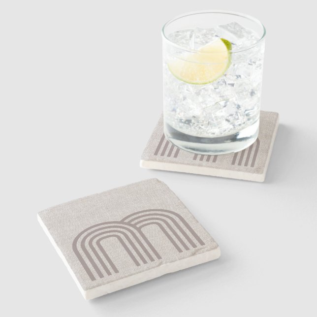 Porta-copo De Pedra Padrão de Linha Neutra Moderna (Lateral)